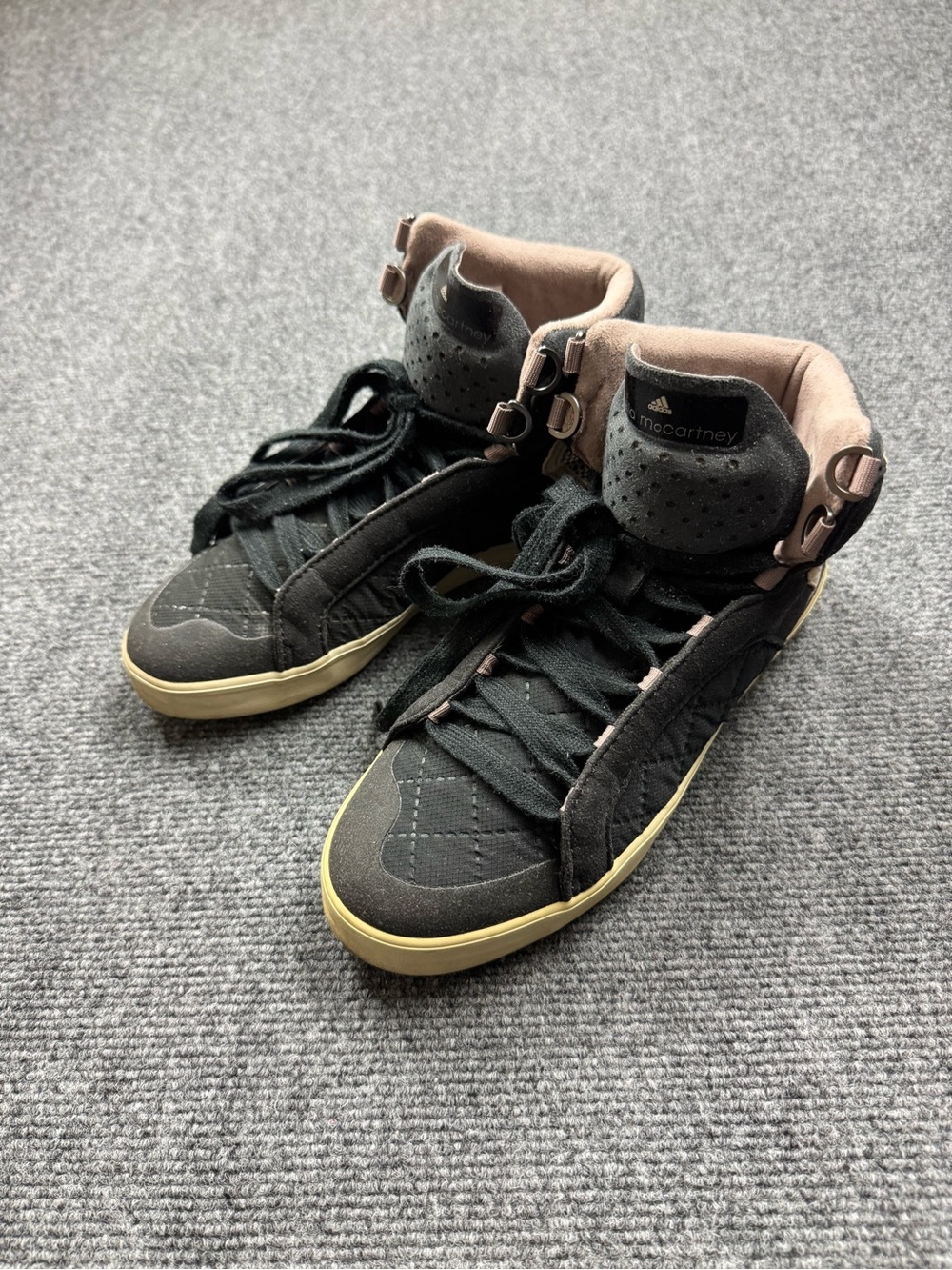 Stella McCartney High Top Sneakers Black Quilted Size  6